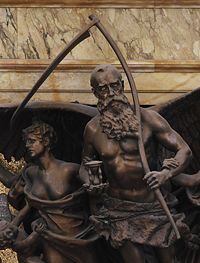 Dettaglio raffigurante Padre Tempo nel Rotunda Clock (1896) di John Flanagan, alla Library of Congress Thomas Jefferson Building, Washington D.C.