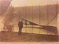 1884 - A. C. KREBS poses in front of the aerial screw propeller of the airship La France, the construction method of which he designed and which he built himself. [3]