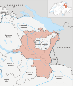 Mapa konturowa Sankt Gallen, w centrum znajduje się punkt z opisem „AFG Arena”