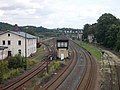 Blick auf die Nossener Bahnhofsgleise von der Bahnhofsbrücke aus