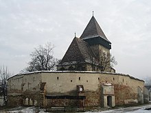 Biserica fortificată din Axente Sever Machetă pentru biserica fortificată din Axente Sever Planul fortificaţiei din Axente Sever[1]