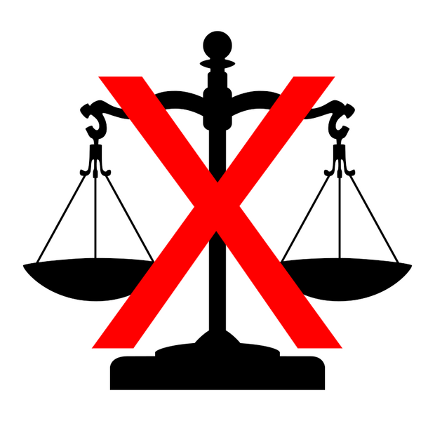 File:Balanced justice scale silhouette (crossed out), small.png