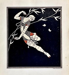 Ballets Russes påvirkninger – Tegning av danseren Vatslav Nizjinskij, av Paris motekunstner Georges Barbier (1913)