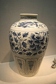 Jar. Stoneware with cobalt pigment under clear glaze. Red River Delta kilns, Lê dynasty, 15th-century