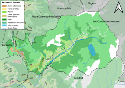 Carte en couleurs présentant l'occupation des sols.