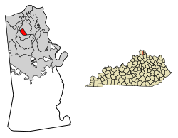 Location of Lakeside Park in Kenton County, Kentucky