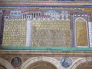 Byzantine mosaic meander in the Basilica of Sant'Apollinare Nuovo, Ravenna, Italy, unknown architect or craftsman, c.500, with later alterations from c.560[6]