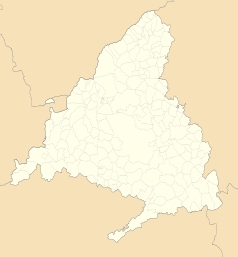 Mapa konturowa wspólnoty autonomicznej Madrytu, w centrum znajduje się punkt z opisem „Campo de O’Donnell”