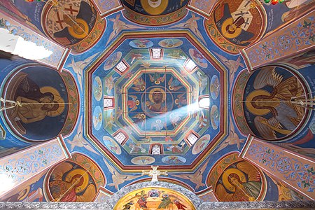 Mural on the ceiling of St. Peter's Cathedral in Vysokopetrovsky Monastery, Moscow, by Даниил Африн