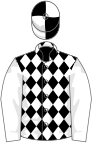 Black and white diamonds, white sleeves, quartered cap