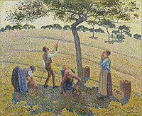 Camille Pissarro, 1888, La Récolte des pommes (Česání jablek), 61 cm x 74 cm, Dallas Museum of Art