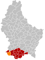 Lage von Differdingen im Großherzogtum Luxemburg