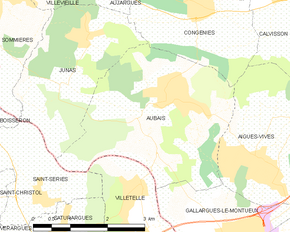Poziția localității Aubais