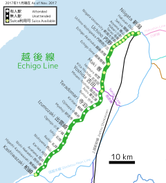 Higashi-Kashiwazaki Station is located in JR Echigo Line