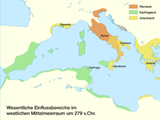 Einflussgebiete im Mittelmeerraum 279 v.Chr.