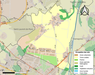 Carte en couleurs présentant l'occupation des sols.