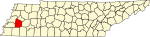 State map highlighting Haywood County