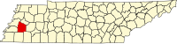 Map of Tennessee highlighting Haywood County