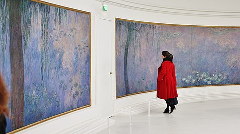 Two of the eight Water Lilies paintings by Claude Monet at the Musée de l'Orangerie, overlooking the Place de la Concorde