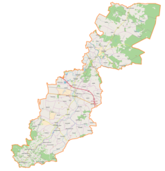 Mapa konturowa powiatu przeworskiego, na dole po lewej znajduje się punkt z opisem „Chodakówka”