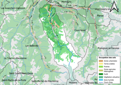 Carte en couleurs présentant l'occupation des sols.