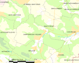 Mapa obce Dampierre-en-Yvelines