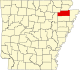 Map of Arkansas highlighting Craighead County