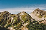 Mount Shishi, Mount Oni and Mount Ryuō from Higashiichinokoshi 東一ノ越から望む獅子岳、鬼岳、龍王岳