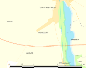 Poziția localității Cizancourt