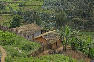 Wohnhaus an einem Hang in Ruanda