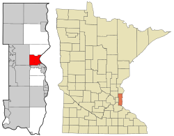 Location of the city of Stillwater within Washington County, Minnesota