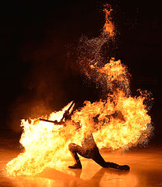 Prop dance – a fire dancer performance