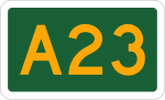 Diagram depicting A23 route marker used in the Australian Capital Territory