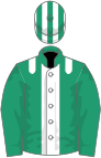 Emerald green, white stripe and epaulets, white and emerald green striped cap