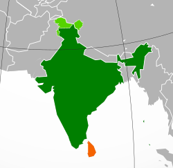 Peta memperlihatkan lokasiIndia and Sri Lanka