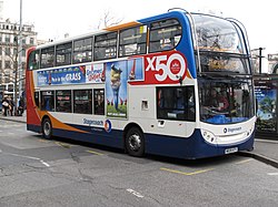 Stagecoach Manchester route X50 branded bus.