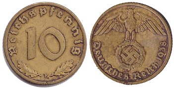 10 Rpf, 1938 (Aluminium-Bronze-Legierung)