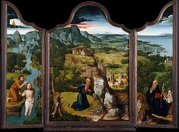 9 : Triptyque avec saint Jérôme, le baptême du Christ et les tentations de Saint Antoine, Metropolitan Museum of Art, New York.