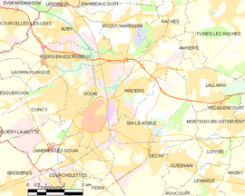Mapa obce Douai