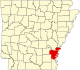 Map of Arkansas highlighting Desha County