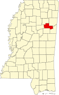 Map of Mississippi highlighting Clay County