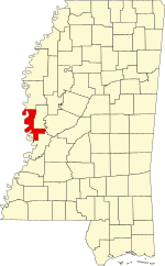 Map of Mississippi highlighting Issaquena County