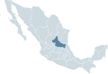 Locator map for the state of San Luis Potosí within Mexico.