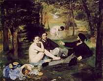 Le déjeuner sur l'herbe (1863), met rechts Eugène Manet