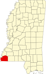 Map of Mississippi highlighting Wilkinson County