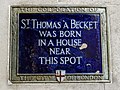 Plaque marking Becket's birthplace in Cheapside, London