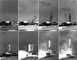 Atlas ICBM sequence images of missile erection, fueling, and launch.