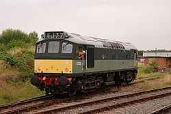 Class 25 No. D7629 (25279) in 1960s two-tone green livery.