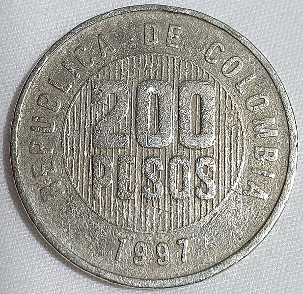 File:Rückseite einer 200 Pesos Münze, Kolumbien 1997.jpg