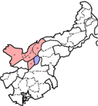 Lage der Stadtteile St. Lorenz Nord und Süd in Lübeck mit Nummern der Stadtbezirke